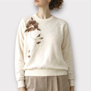 Vintage Eaton Floral Appliqué Knit Sweater